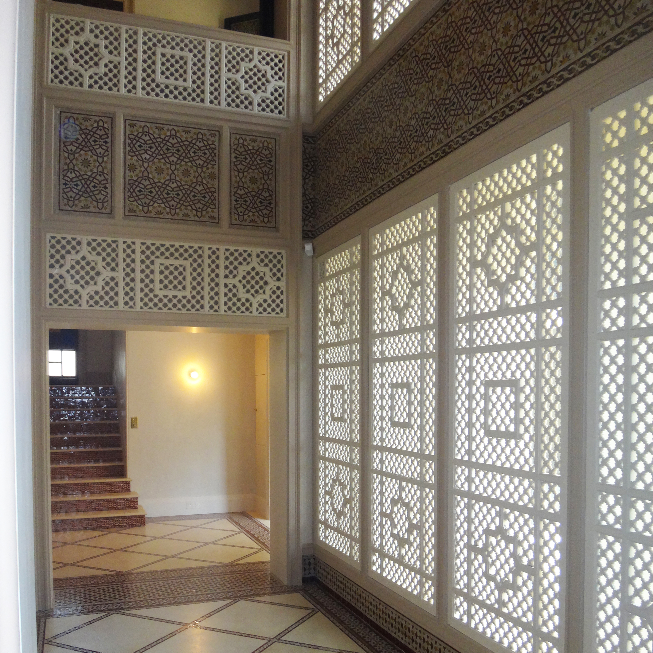 The Penthouse had a Moroccan theme. Dawsons were involved with the co-ordination of various teams of craftsmen from Morocco and the UAE