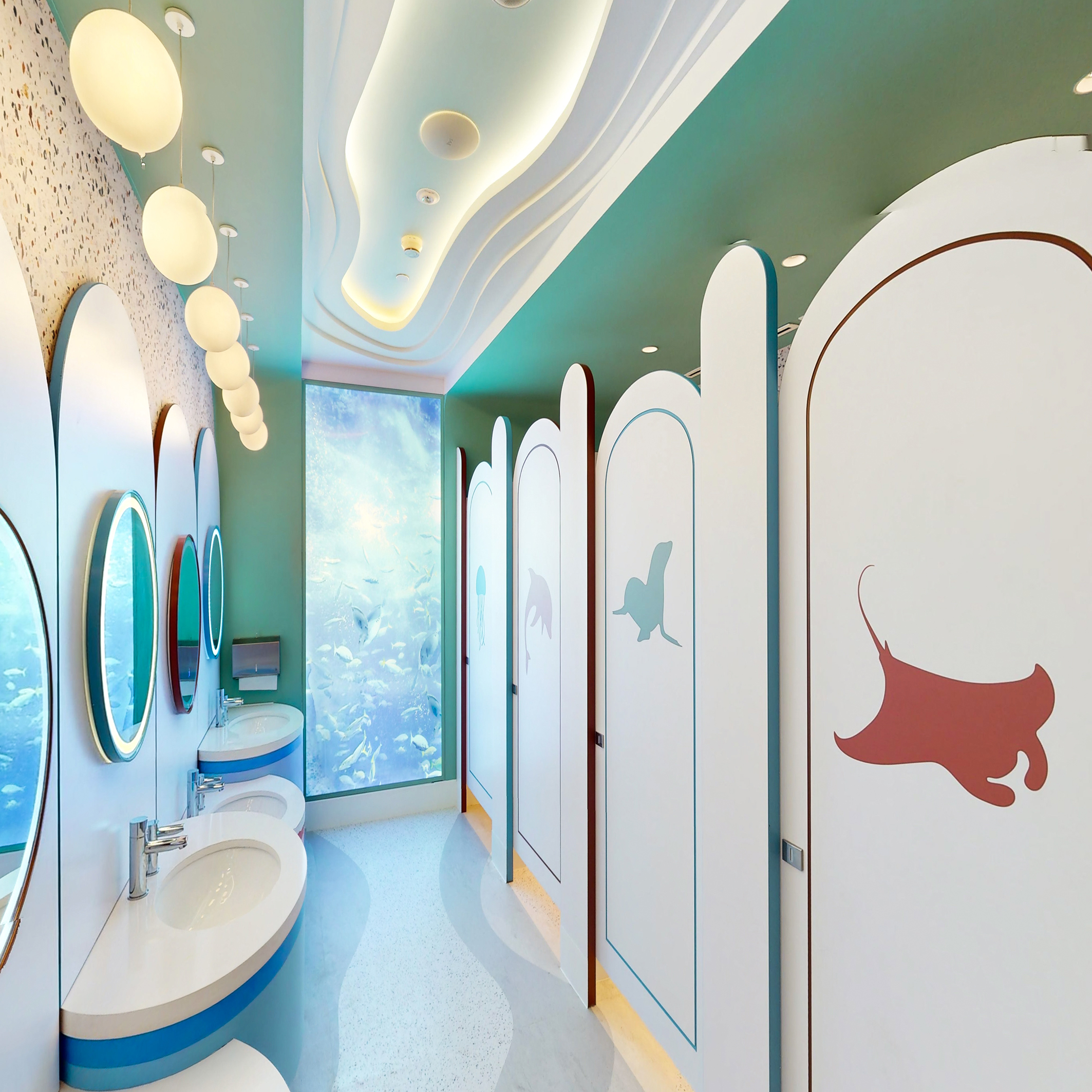 The children’s toilet areas continued the under-sea theme of Atlantis.