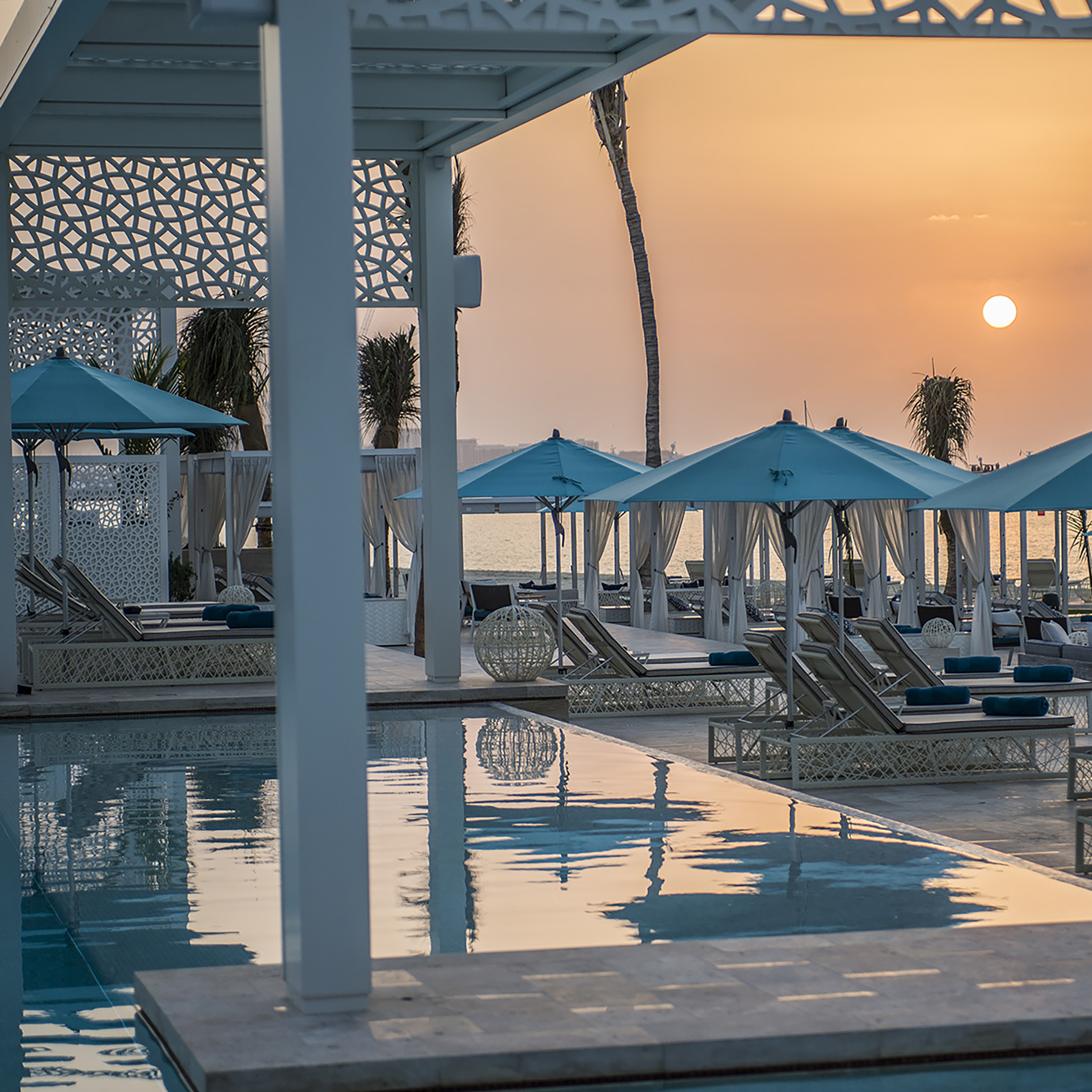 The pool area. The project required careful co-ordination with the Interior Design, Landscape and specialist construction teams.