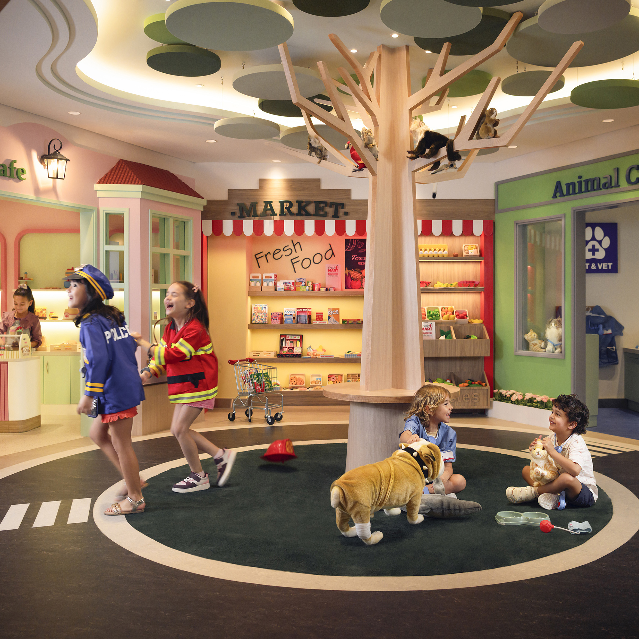 The Village is a popular roll-play area. Dawsons were responsible for all aspects of the theming, ID, and FF&E.