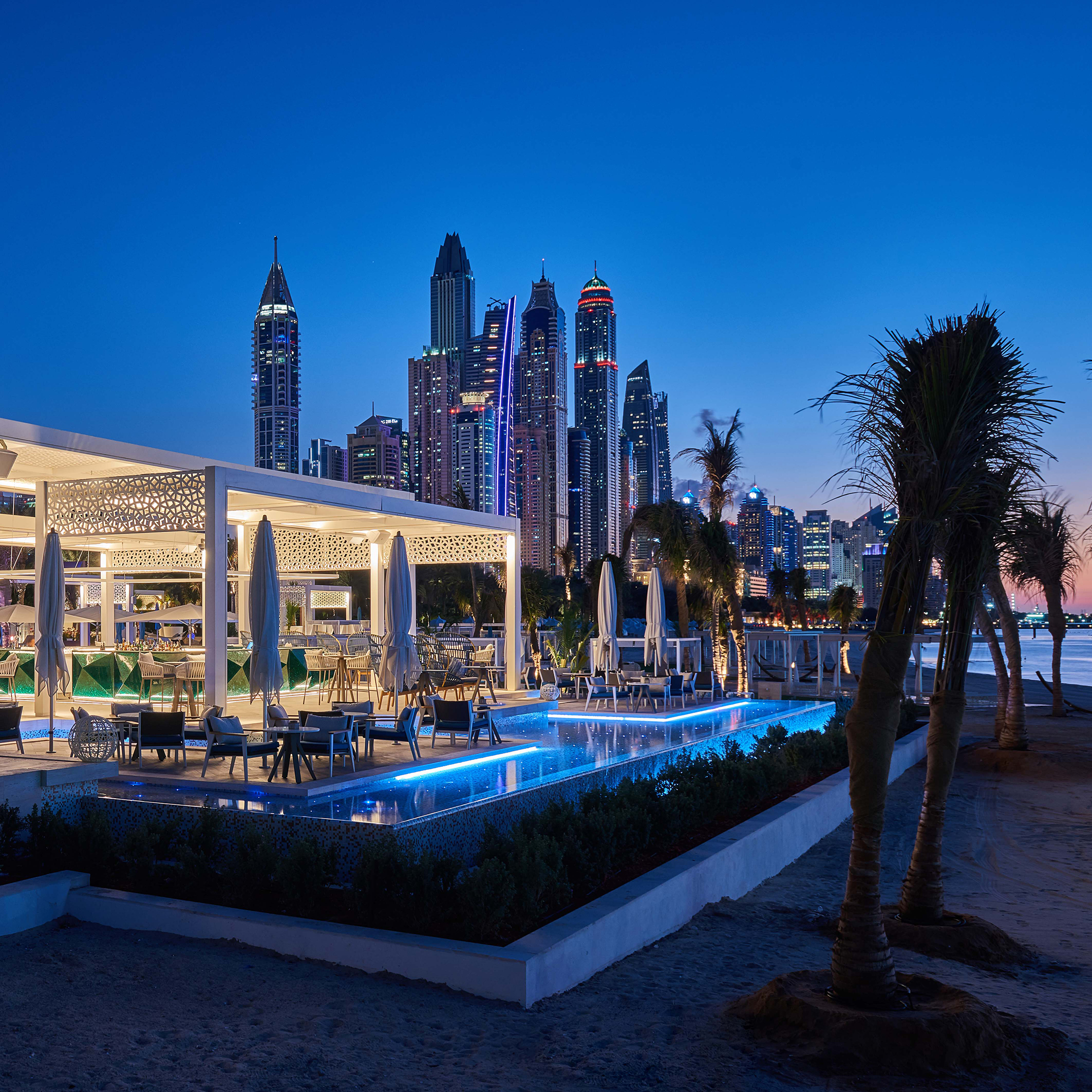 The pool area. The project required careful co-ordination with the Interior Design, Landscape and specialist construction teams.