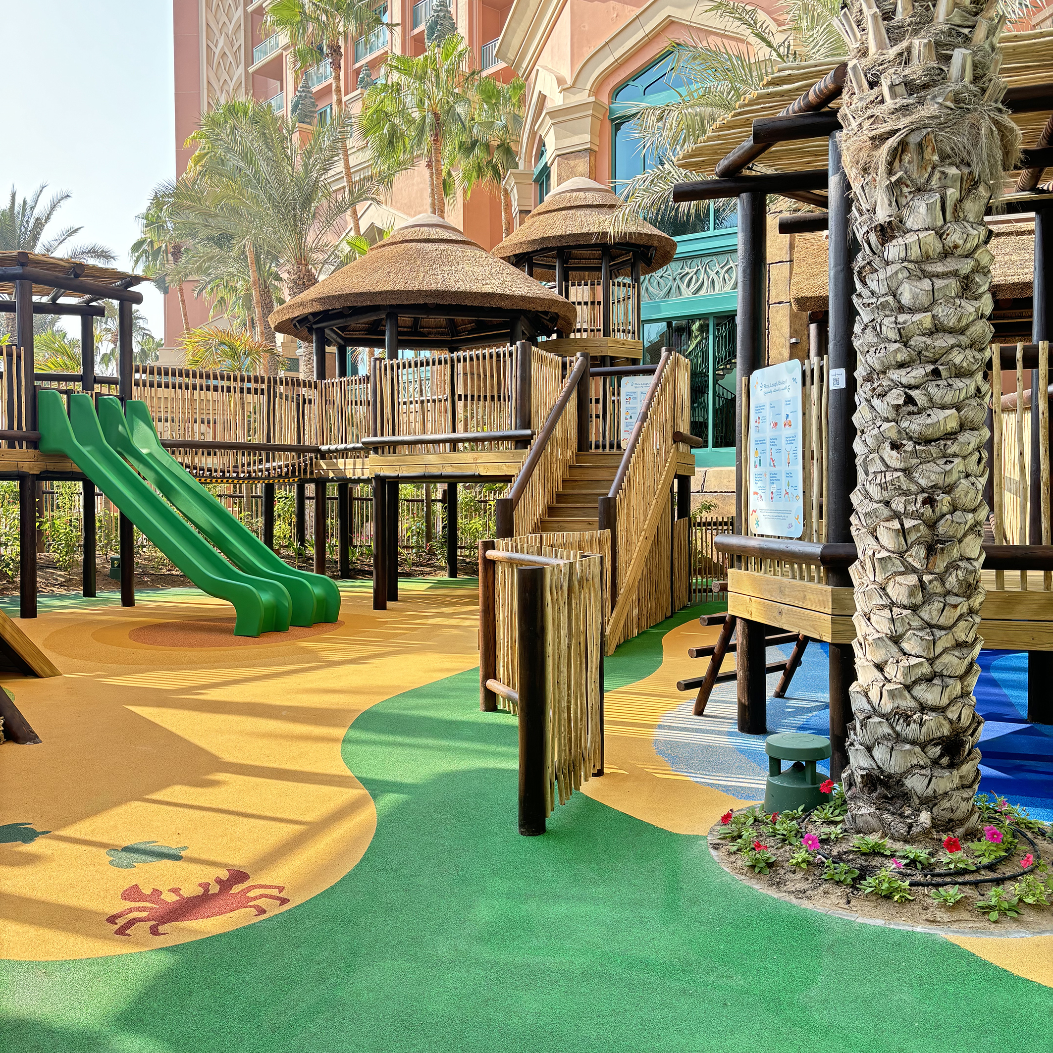 The External Play Area blends into the landscaped area.  Dawsons worked closely with the specialist external play equipment supplier to ensure that the end result tied in with the initial concepts. Dawsons were responsible for planning, co-ordination and design of the flooring.
